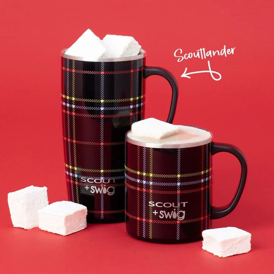 Swig Life + SCOUT Camper Mug, 12oz Travel Mug with Handle and Lid, Stainless Steel, Dishwasher Safe, Triple Insulated Coffee Mug Tumbler in Cool Cat