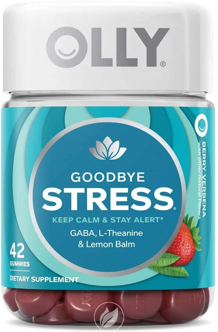 (2 Pack) OLLY Goodbye Stress Gummy Supplement, with GABA, L-THEANINE and Lemon Balm; Berry Verbena; 42 Count, 21 Day Supply (Packaging May Vary)
