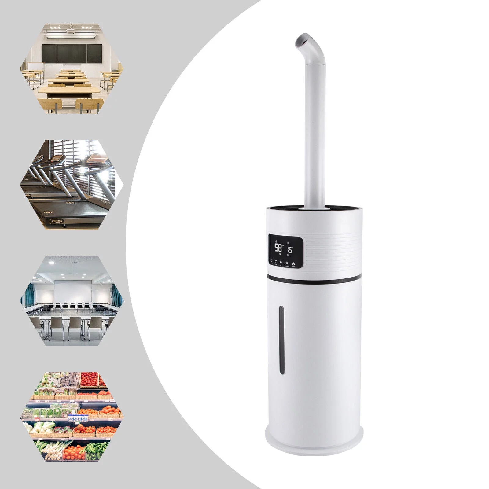 ZhdnBhnos 15L/4Gal Commercial Air Humidifier Large Room Essential Oil Cool Mist Diffuser Whole House 360° Nozzle 538.2ft²