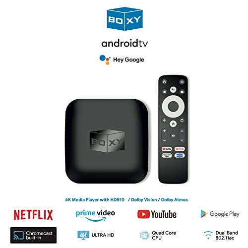 BOXY Android TV Box, Streaming Media Player 4K, Dune HD Media Center, Mini PC, AV1, USB 3.0, Ethernet, MKV/ISO DV P7 FEL AFR, HDR10+, DTS, Netflix in 4K Dolby Vision & Atmos, Voice