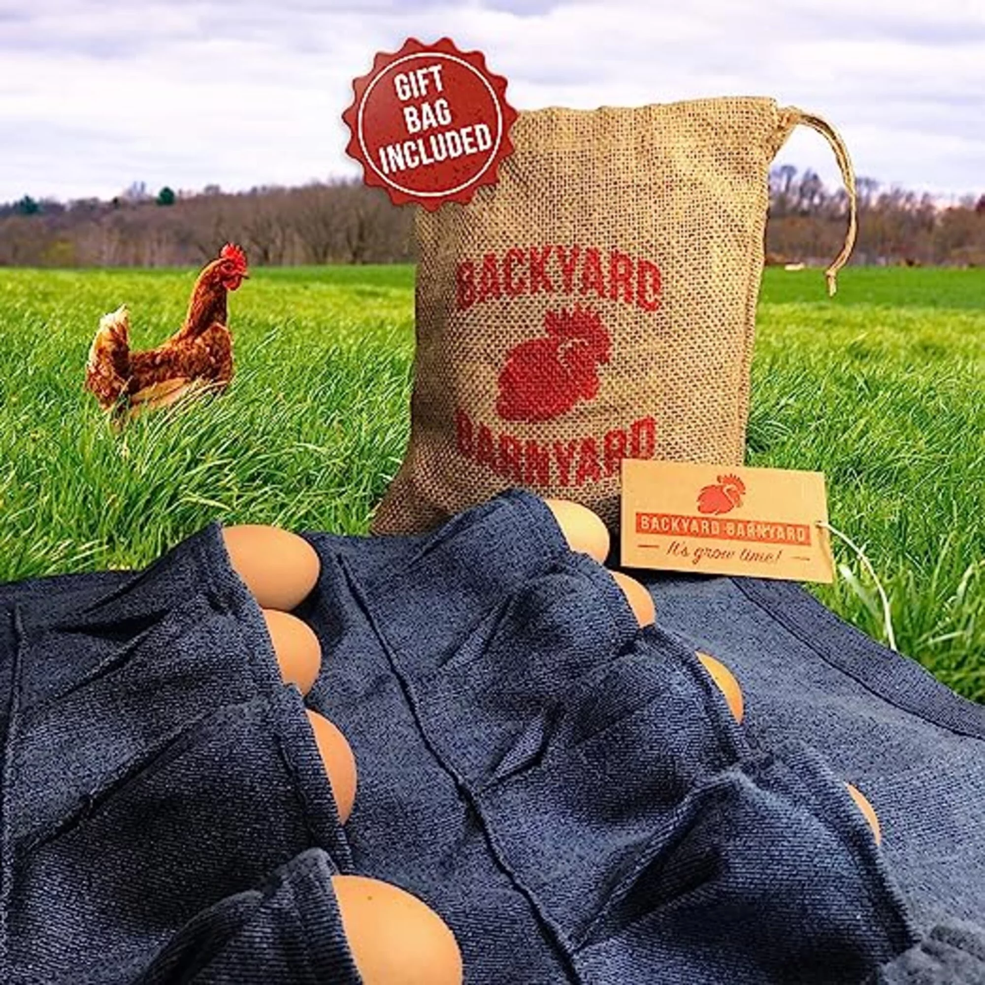 Backyard Barnyard 12 Pocket Soft Durable Denim Egg Gathering Apron FREE BURLAP GIFT BAG INCLUDED!  Collecting Chicken Duck Quail Poultry Eggs