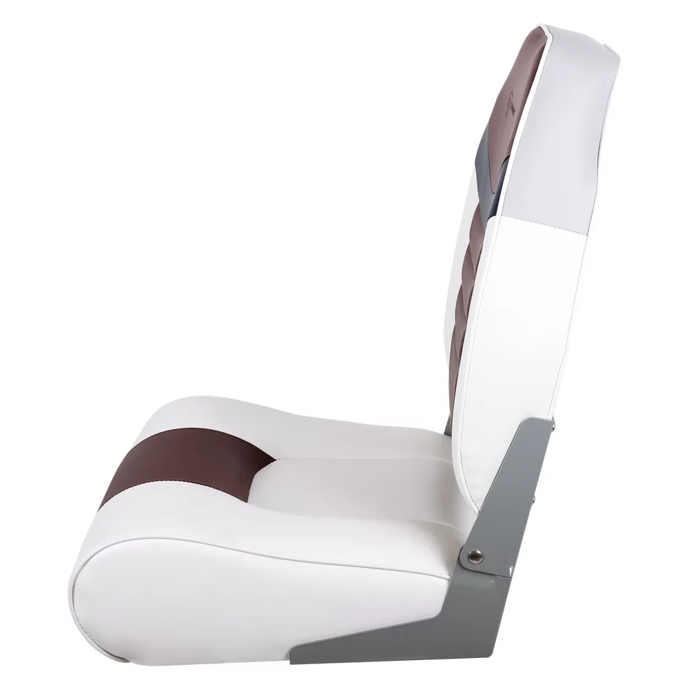 Seamander Premium High back Folding Boat Seat, Fishing Seat, White/Burgundy/Navy, 2 seats
