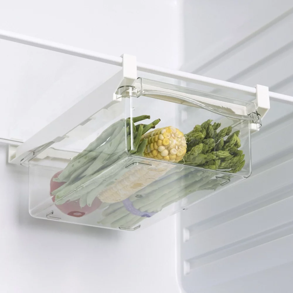 Willstar Refrigerator Tray, Transparent Egg Drawer/Vegetable Storage Boxes for Refrigerator Refrigerator Egg Trays, Pull Out with Handle, Suitable for Egg Vegetable Fruit