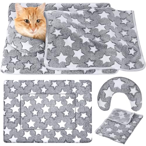 Namalu Christmas Pet Bed Mats with Puppy Dog Blankets and Pillows for Cats Puppy Bed Warm Sleep Mat Fleece Blanket Fluffy Pet Calming Toy Half Donut U Shaped Neck Pillow for Small Dogs and Cats