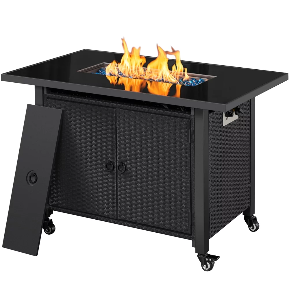 Easyfashion 43inch Propane Fire Pit Table, Black
