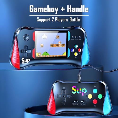 SUP Retro Handheld Game Console, 500 Classic Games, 3.5'' LCD Screen Handheld Video Game Console, Support 2 Players and TV Connection, Classic Fun for All Age (Black)