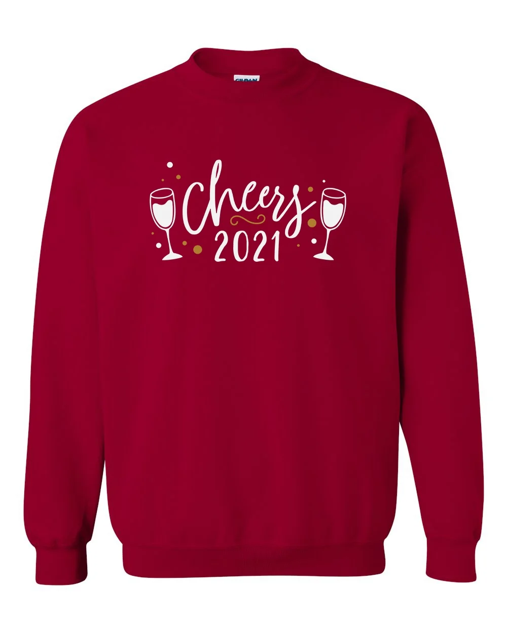 Cheers 2021 Champagne Glass Unisex Adult Crewneck Sweatshirt-Cardinal Red-small