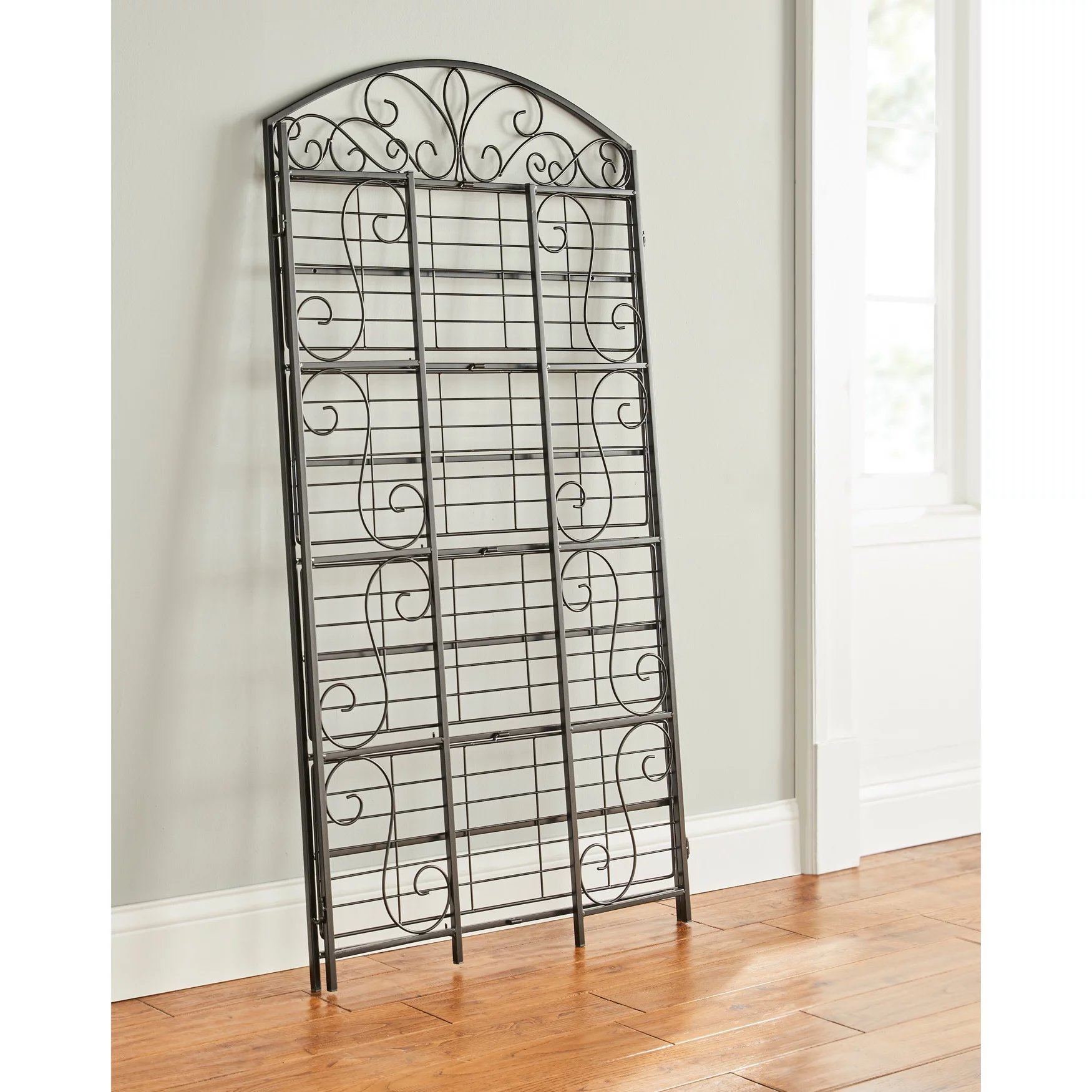 Brylanehome 5-Tier Metal Scroll Folding Bookcase, Black