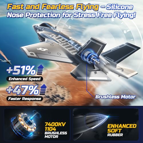 DEERC F35 4 Channel Brushless RC Plane for Adults Remote Control Airplane EDF Fighter Jet,2.4GHz 6-axis Gyro Stabilizer EPP RTF Hobby Glider Aircraft Plane Easy to Fly for Advance Player