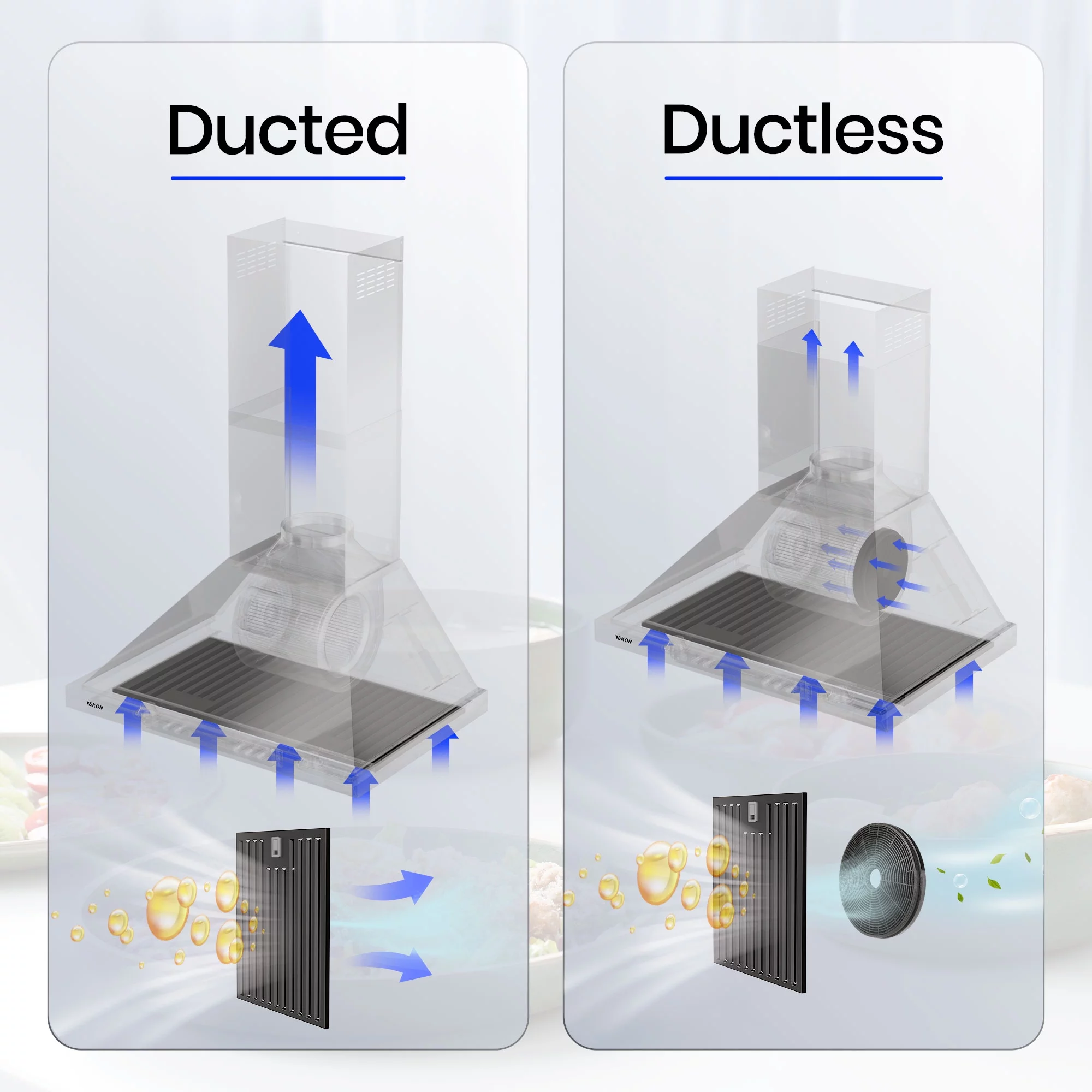 EKON Kitchen Expert 30 inch 900 CFM Convertible Black Stainless Steel Wall Mount Range Hood