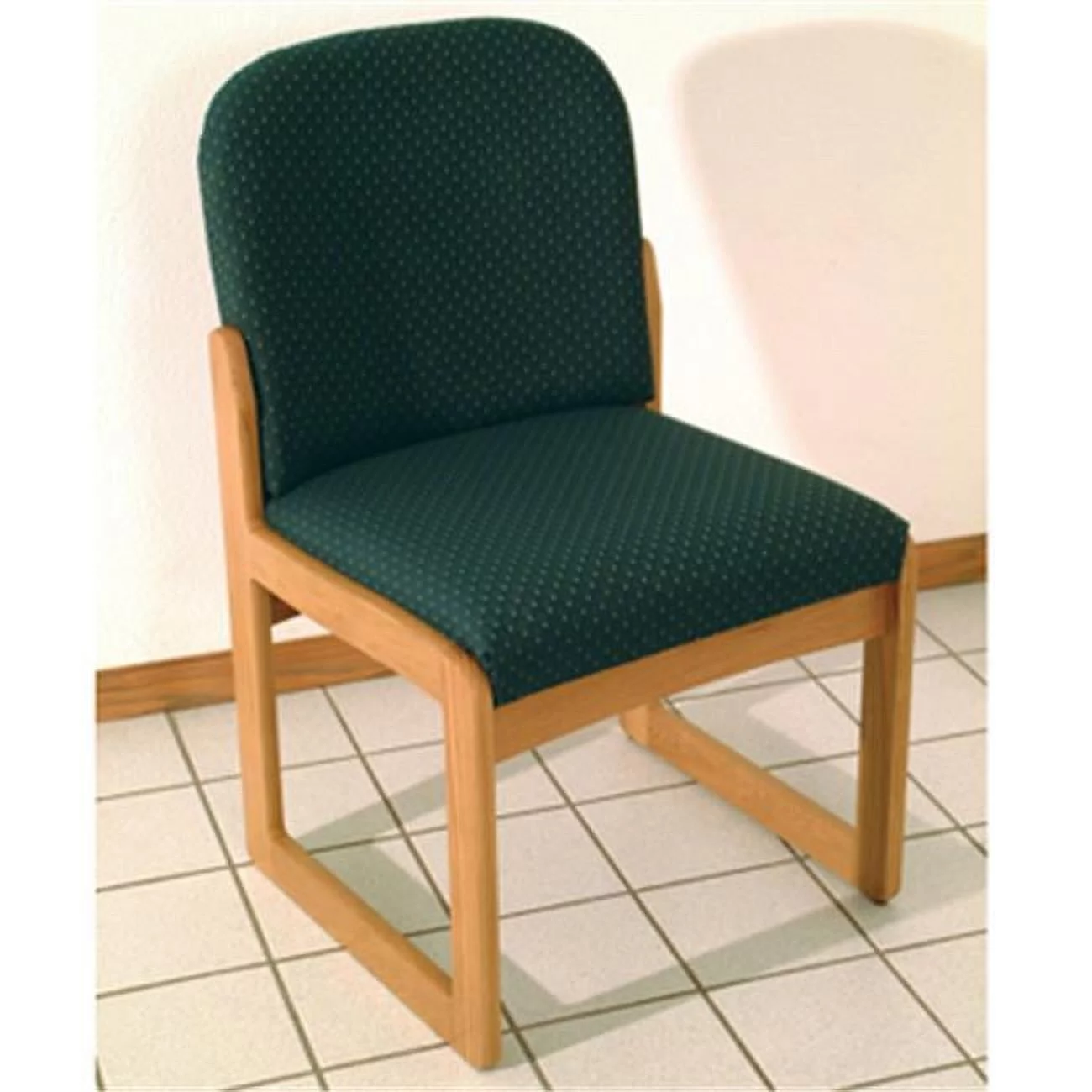 Wooden Mallet DW8-1MOAG Prairie Armless Guest Chair in Medium Oak - Arch Green