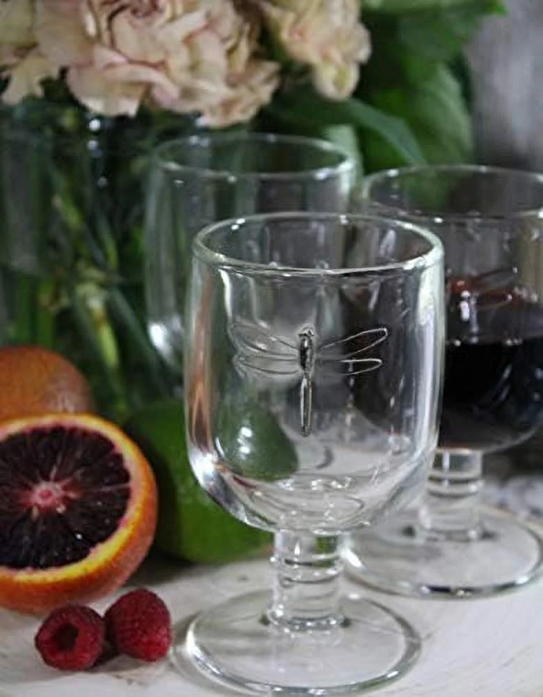 Set Of 6, 10-Ounce Dragonfly Water Glasses