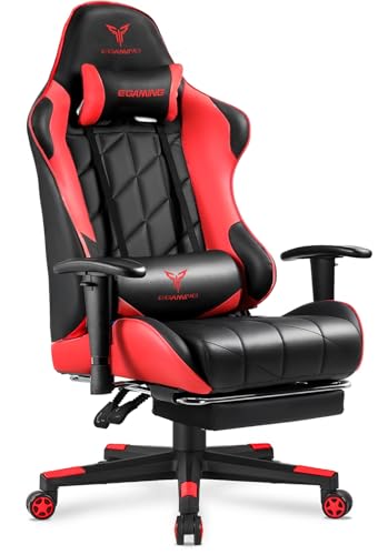 Gaming Chair with 3D Adjustable Armrests, Cow Print Design, Ergonomic Office Chair with High Back, Computer Chair with Footrest,Comfy Diamond Stitching Sest, Game Chair for Adults