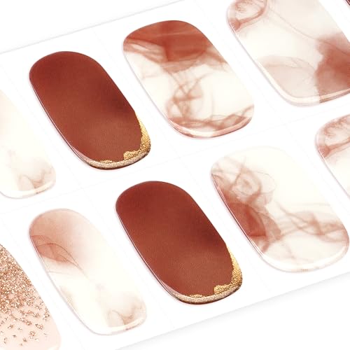 DANNI & TONI Semi Cured Gel Nail Strips Christmas Santa Claus Snowflakes Cat Eye Gel Nail Wraps 28 Stickers | Mistletoe Meow