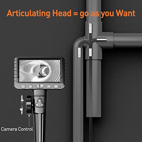 Two-Way Articulating Borescope, Industrial Endoscope with 0.33in Articulated Snake Camera, Video Inspection Scope with Light for Automotive Aircraft Mechanics- 5.5FT