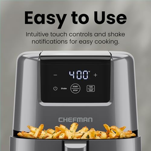 CHEFMAN 2 Qt Mini Air Fryer – Digital Space-Saving Compact Air Fryer with Nonstick and Dishwasher Safe Basket, Quick & Easy Meals in Minutes, Features Digital Timer and Shake Reminder – Black