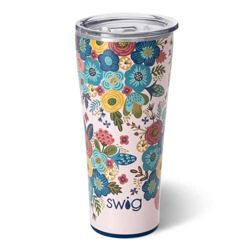 Swig Life 32oz Insulated Tumbler, Travel Coffee Tumbler with Lid, Cup Holder Friendly, Stainless Steel Travel Coffee Mug, Glitter Tumbler, Glitter Gifts (Confetti)
