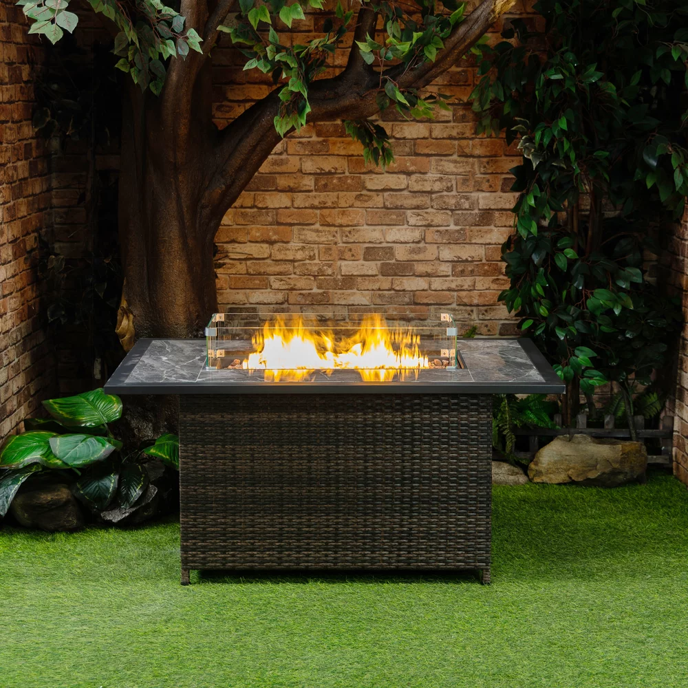 Deko Living 20lbs Wicker Gas Outdoor Firepit Table