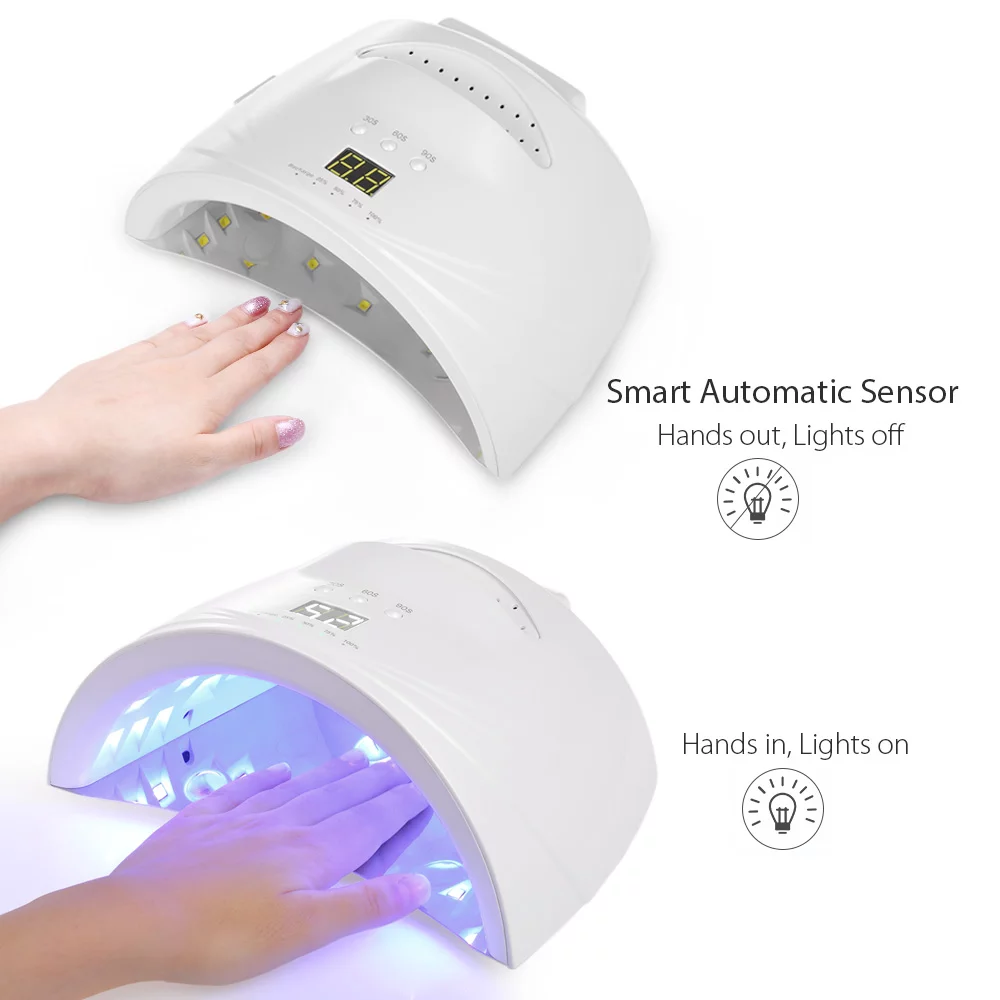 48W LED UV Cordless Nail Lamp Rechargeable Nail Gel Dryer Machine LED Nail Lamp Fingernails Toenails Curing Equipment Nail Art Tool