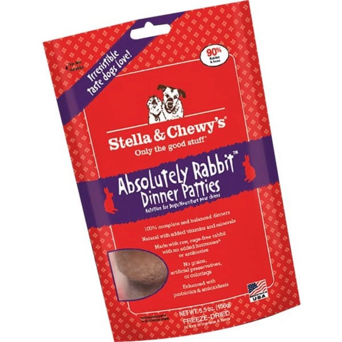 Stella & Chewy's Freeze-Dried Raw Absolutely Rabbit Dinner Patties Grain-Free Dog Food, 14 oz bag