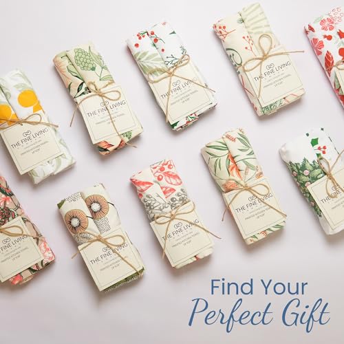 The Fine Living Co. 100% Cotton Merry Christmas Kitchen Towels, 18'x28' Set of 2 (Cherry Red & Green)