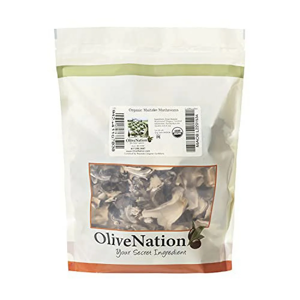 organic maitake mushroom pieces, dried organic hen of the woods mushroom, non-gmo, gluten free, kosher, vegan - 8 ounces