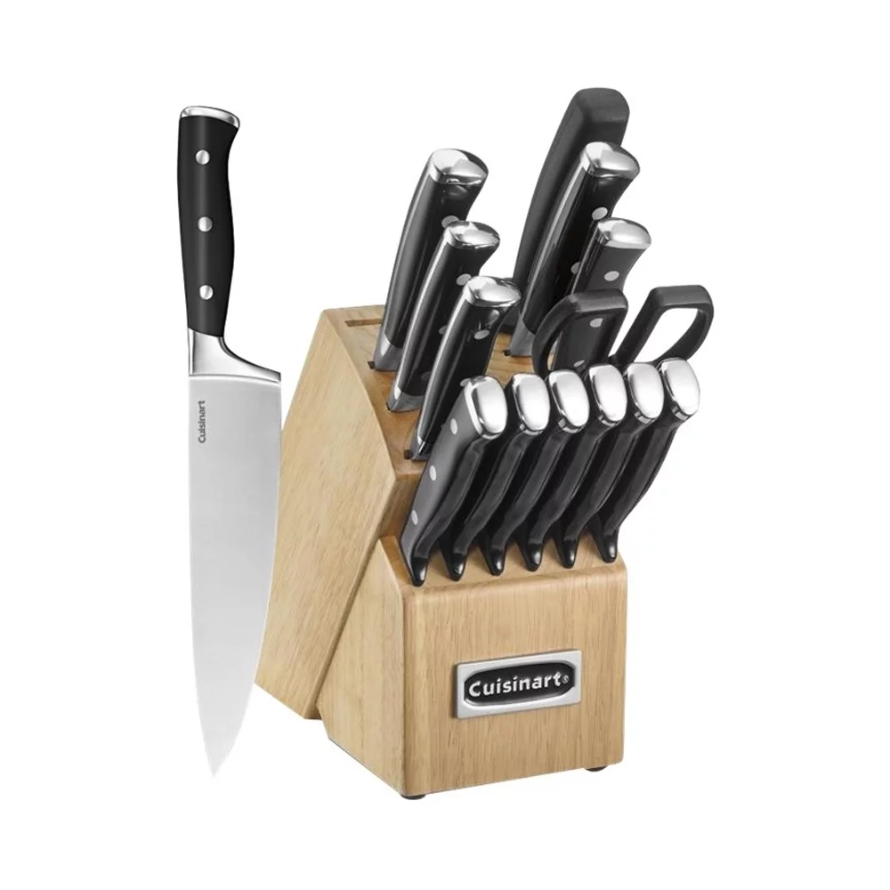 Cuisinart C77BTR-15P Triple Rivet Collection 15-Piece Cutlery Block Set Bundle with Deco Essentials Mechanical 60 Minute Kitchen Timer
