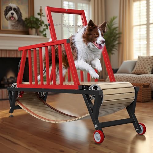 Dog Treadmill for Medium/Large Dogs with Handbrake, Non-Electric Slatmill Machine for Dogs Exercise, Indoor Dog Running Machine, Keep Pet Healthy and Fit, Dog Tread Mill