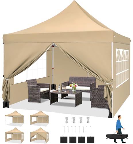 COBIZI Canopy 10x20 Pop Up Canopy Tent with 6 Sidewalls, Waterproof Commercial Canopy Ez Outdoor Instant Gazebo UV Protection 50+ Event Shelter, Garden Tents for Parties with Sandbags, White