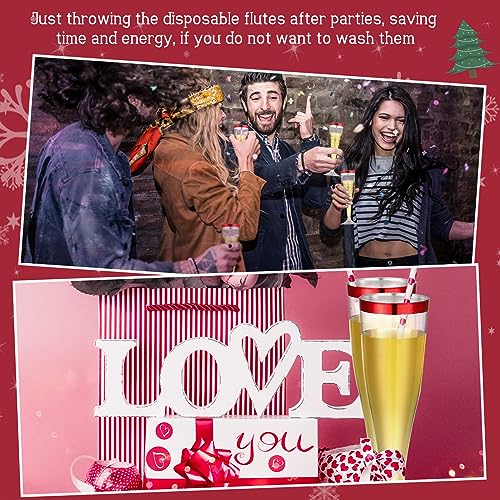 Zubebe 100 Pcs Plastic Champagne Flutes 4.5oz Classic Champagne Clear Plastic Cups Wedding Party Toasting Cocktail Cups Bulk Home Toasting Drinking Party(Blue)