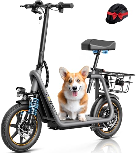 Jasion JS3/PRO Electric Scooter with Seat, 650/850W Peak Motor, 20/25Miles Ranges Sports Scooter for Adults, 20/25MPH Max Speed, Front Suspension, Turn Signal, Dual Brake, 245-300 Lbs Load