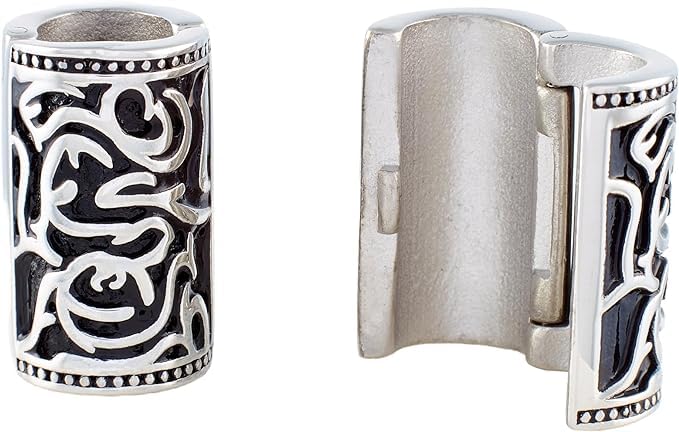 VALHALLA Opening Viking Beard Bead for Men 1pcs, Viking Hair Accessories 8x12x20mm, Dragon, Silver Stainless Steel Large