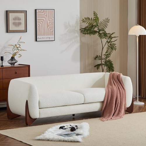 Christopher Knight Home Almab 82 Inches Sofa Couch, Cozy Boucle Upholstered 3-Seater Sofa, Wood Frame Couch, Comfy Couches for Living Room and Office, Modern Sofa, Caramel Brown