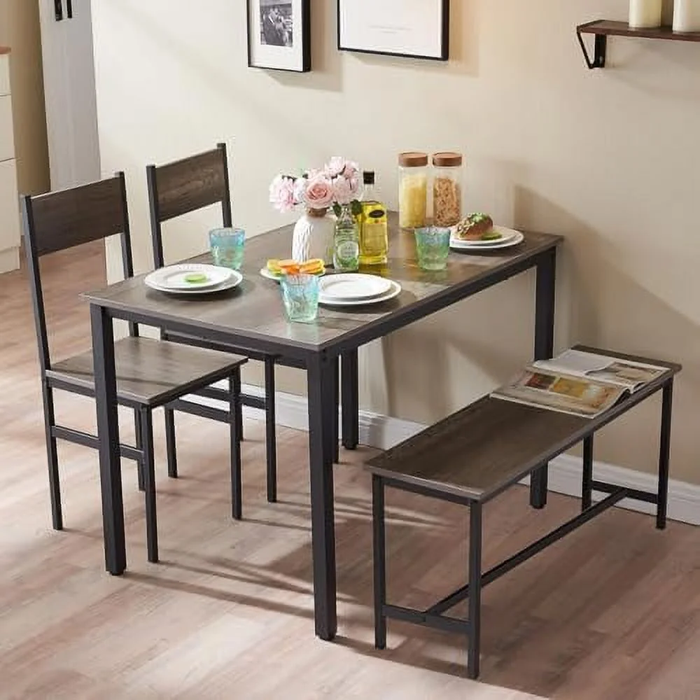 KHBIULIFE Small Kitchen Table and Chairs for 4  Dining Room Table and 2 Chair 1 Bench  Table and Chairs Set of 4 for Small Space  Apartment- Durability- Easy to Clean and Maintain