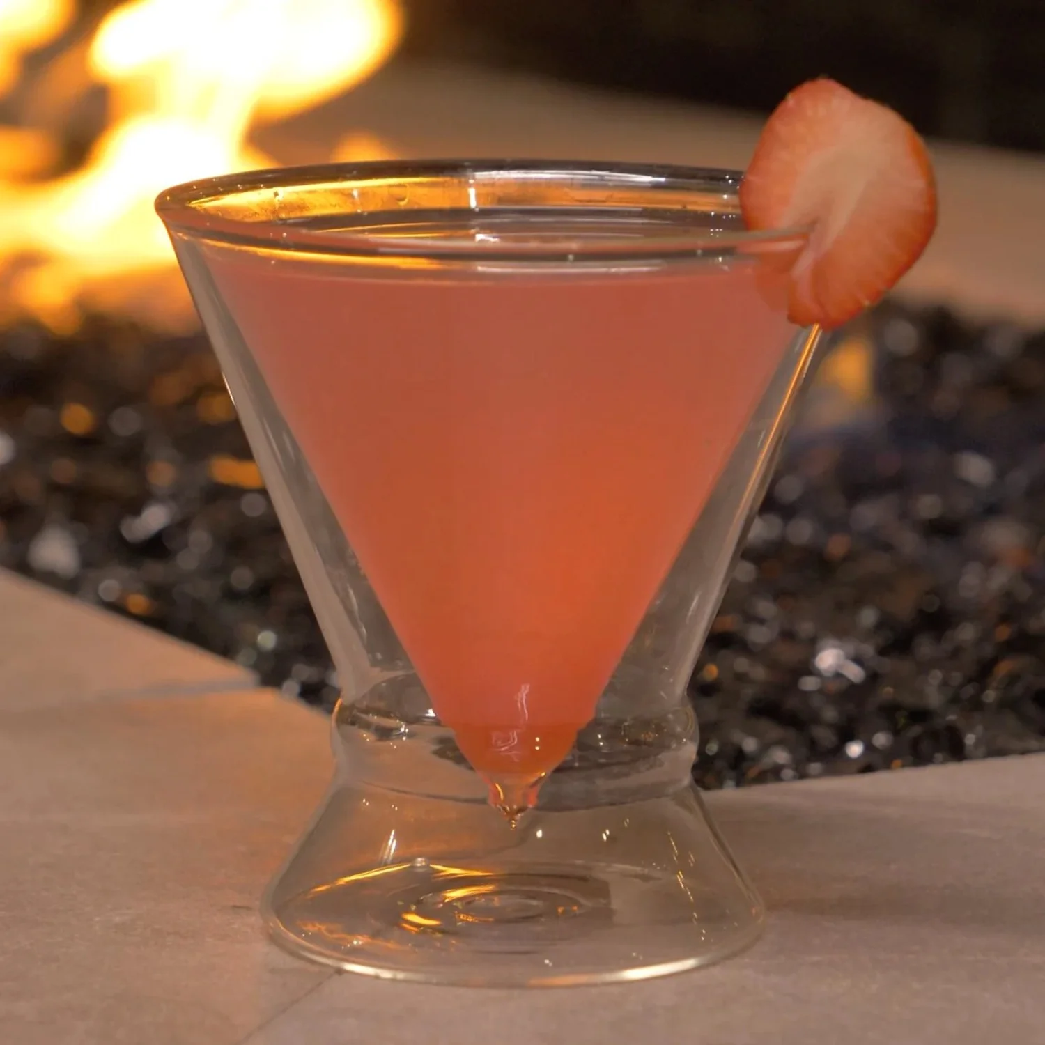 LEMONSODA Stemless Martini Glasses - Double Walled Design - Drink Suspended in Air - 8 oz - Set of 4