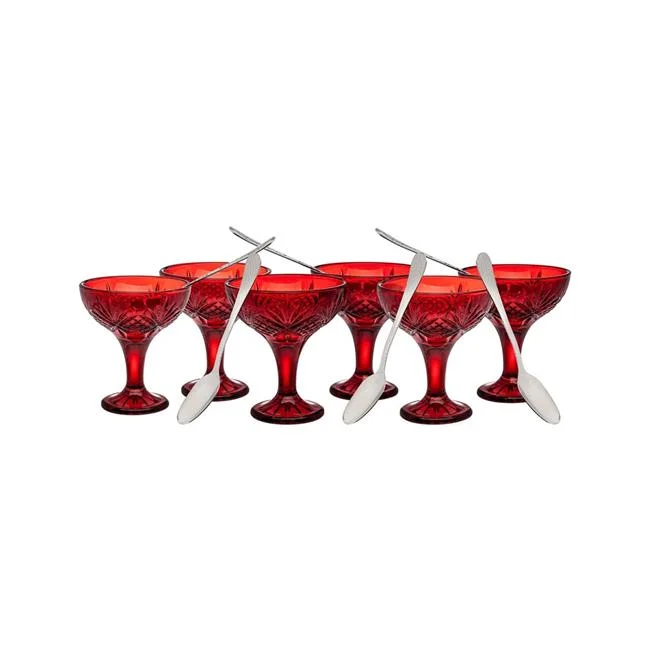 Godinger  Dublin Crystal Taster Set, Red - Set of 6