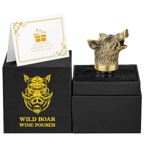 Wild Boar Head 2-In-1 Wine Aerator Bottle Pourer and Stopper for Men Women, Hunting Gifts for Hunters, Liquor Bottle Pourers Spout for Alcohol Spirits, Wine Gifts Accessories