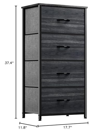YITAHOME Dresser with 4 Drawers - Fabric Storage Tower, Organizer Unit for Bedroom, Hallway, Closets - Sturdy Steel Frame, Wooden Top & Easy Pull Fabric Bins
