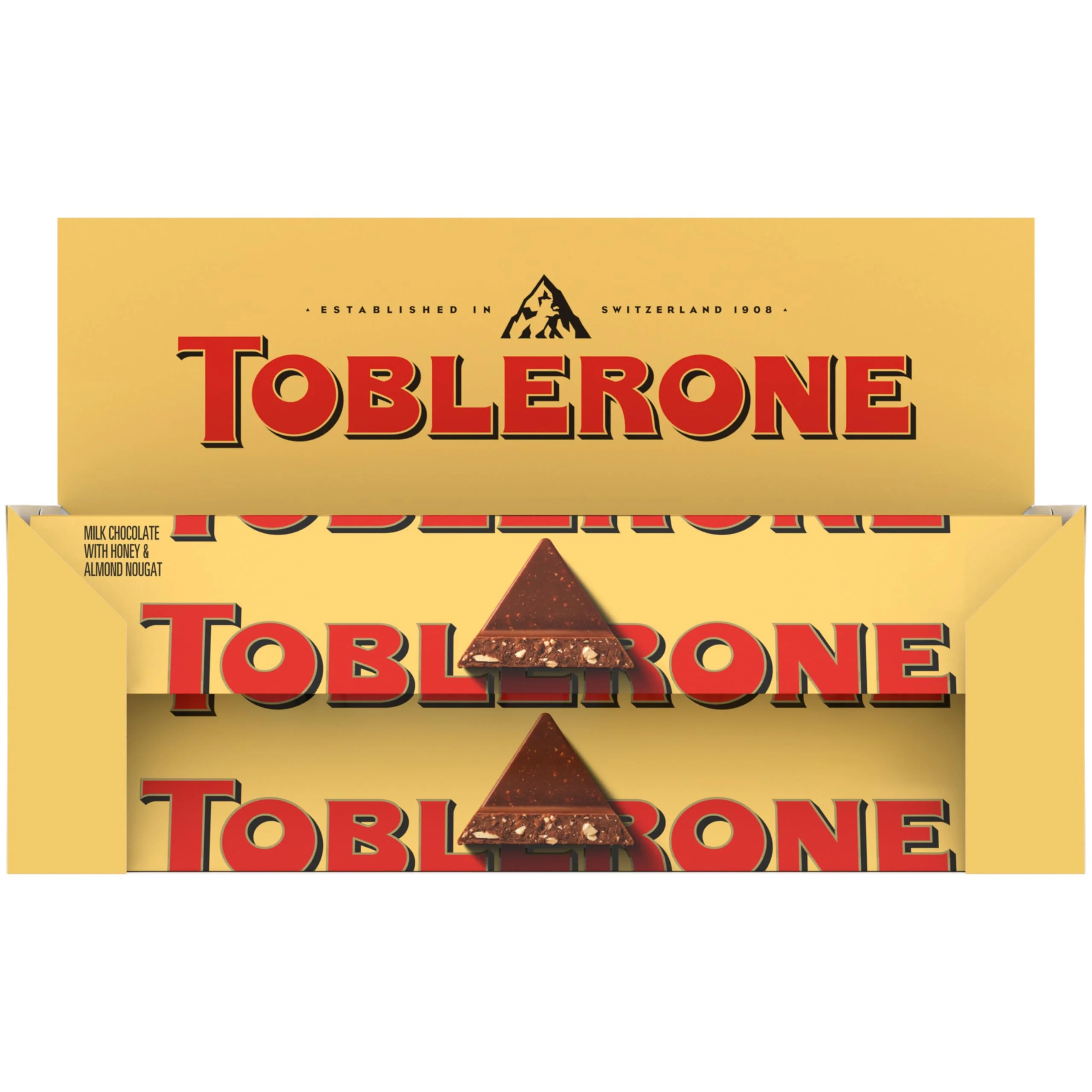 Toblerone Milk Chocolate Bar With Honey And Almond Nougat, 10 - 12.6 Oz Bars