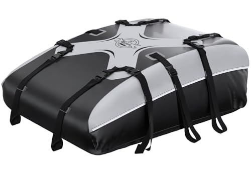 Sailnovo Car Roof Bag Cargo Carrier 20 Cubic,Waterproof Cargo Roof Bag for All Vehicles with/Without Roof Rack with Strap, Anti-Slip Mat,6 Door Hooks(Classic Gray-Black)