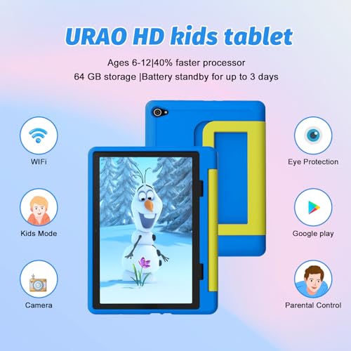 Kids Tablet, Android 14 Tablet for Kids 10 inch Octa-Core with Case, 64GB 1TB TF Card Expandable for Toddler Children, Parental Control, Dual Camera, WiFi,Gift