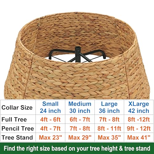 CENBOSS Rattan Christmas Tree Collar, Wicker Tree Skirt & Stand Base Cover (Brown Wash, 24 inch)