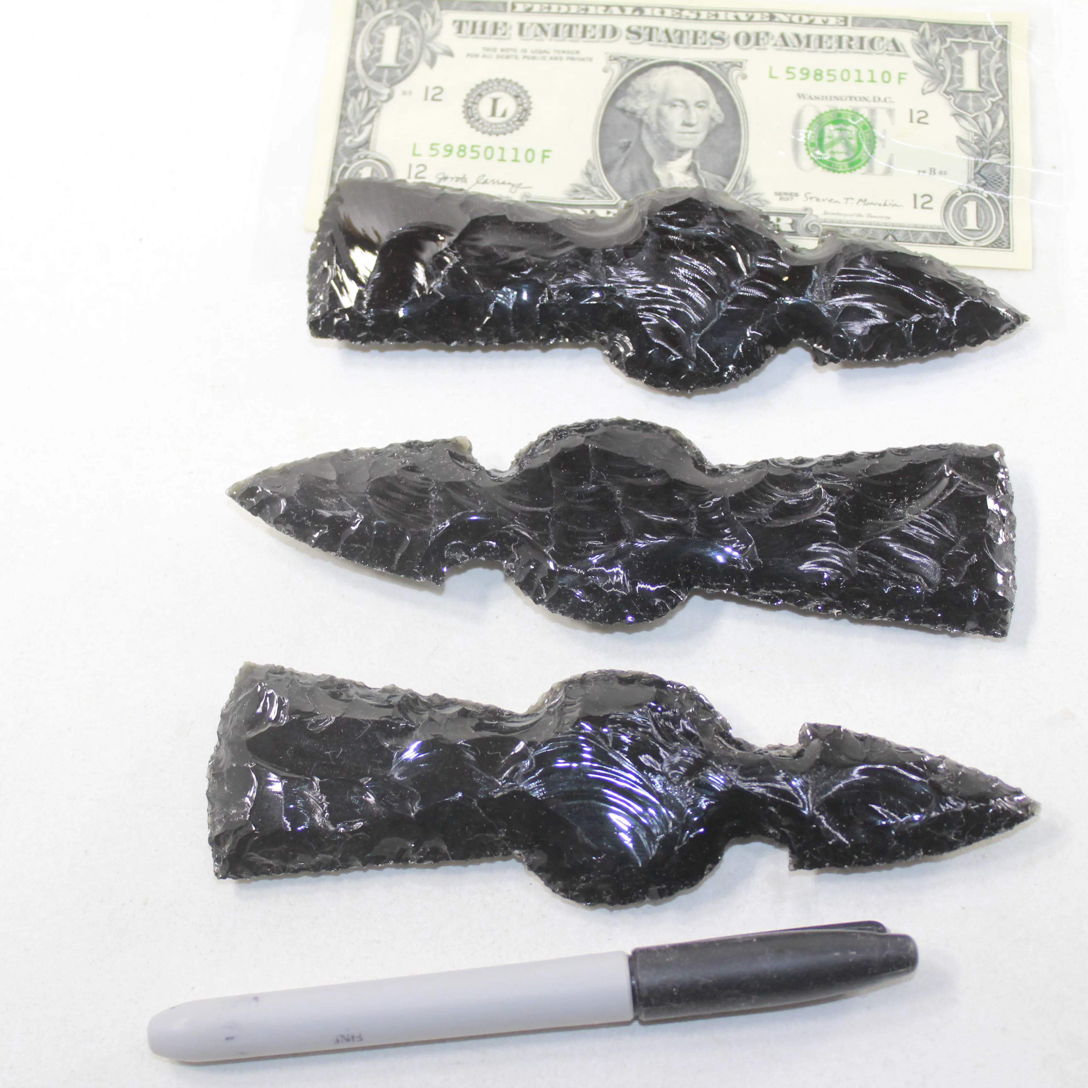 3 Obsidian Ornamental Tomahawk Heads #8125 Ax Axe Hatchet