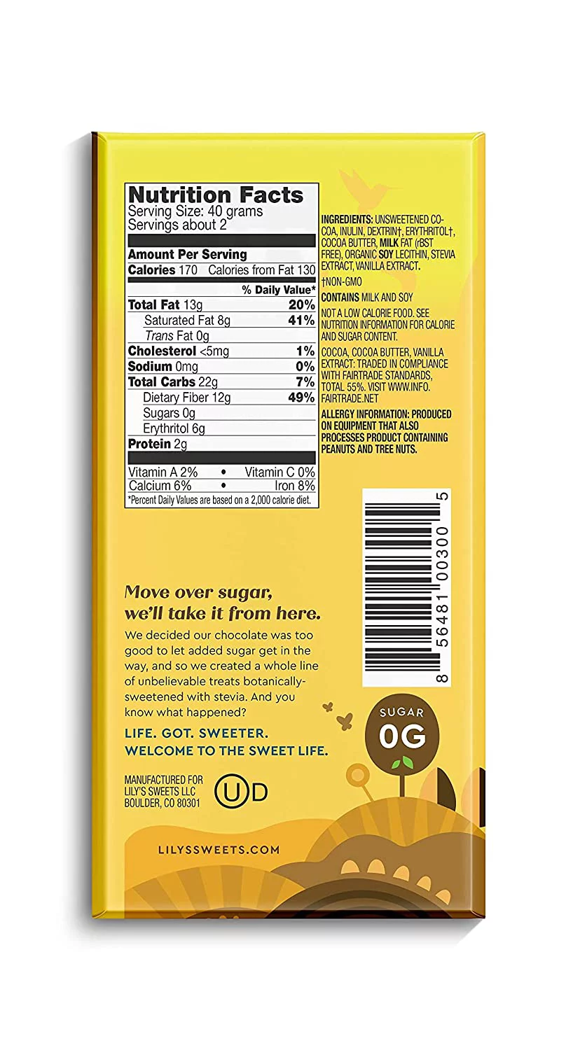 Variety 55% Dark Chocolate Bar Sampler by Lily's | Stevia Sweetened, No Added Sugar, Low-Carb, Keto Friendly | 55% Cocoa | Fair Trade, Gluten-Free & Non-GMO | 3 ounce, 4-Pack