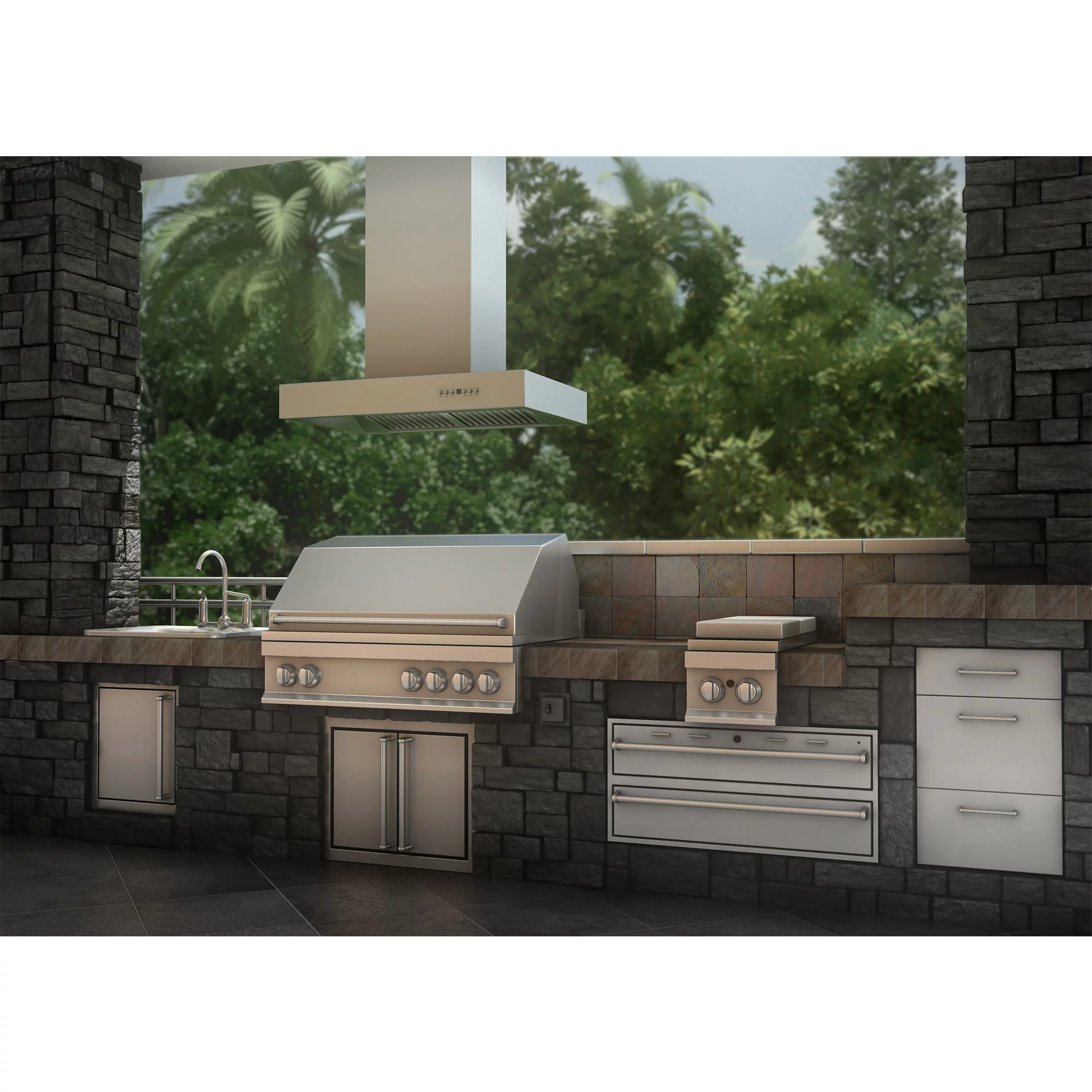 ZLINE 36 in. Remote Blower Island Mount Range Hood in Stainless Steel (KECOMi-RS-36-400)