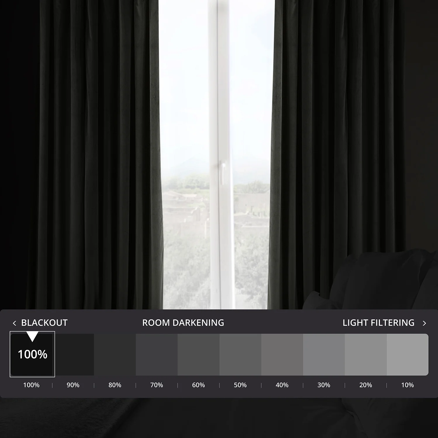 Signature Gunmetal Grey Extra Wide Blackout Velvet Curtain (1 Panel), Gunmetal Grey, 100W X 108L