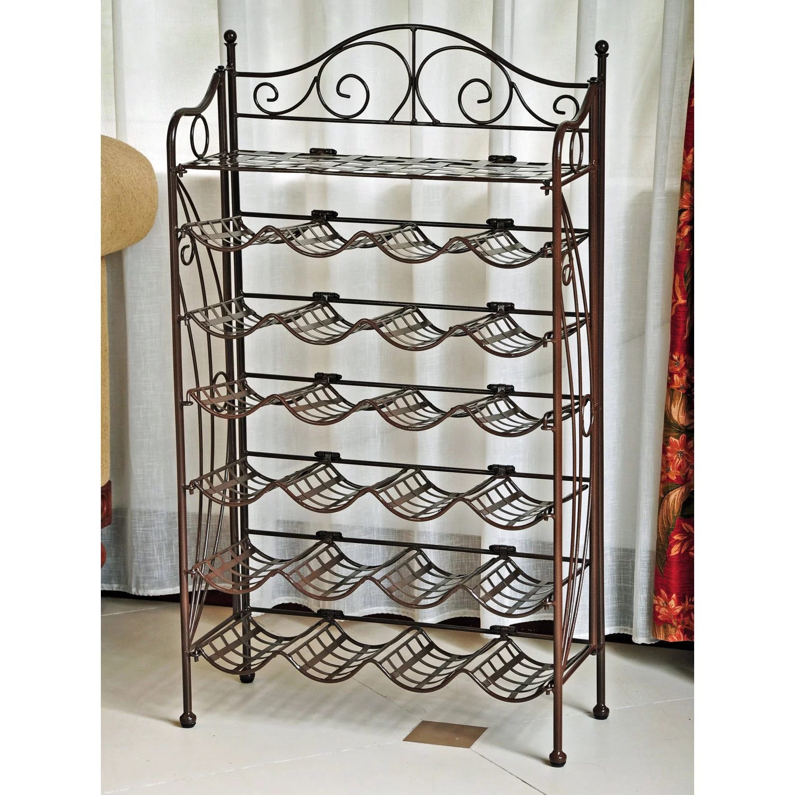 International Caravan Iron 24-Bottle Wine Rack-Color:Bronze
