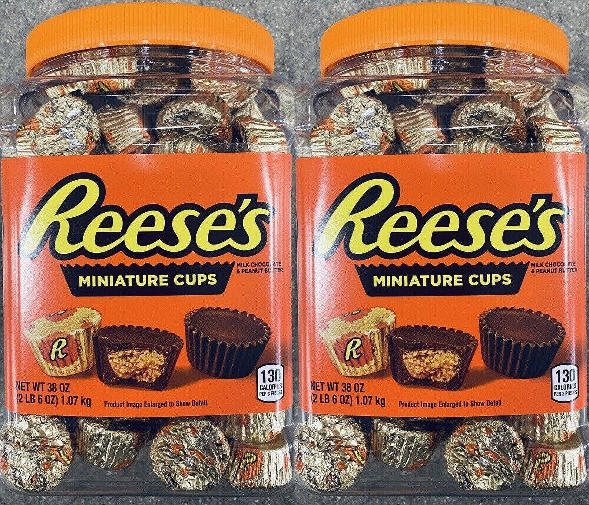 2 Packs Reese's Miniatures Milk Chocolate Peanut Butter Cups 38 Oz Each Tub NEW