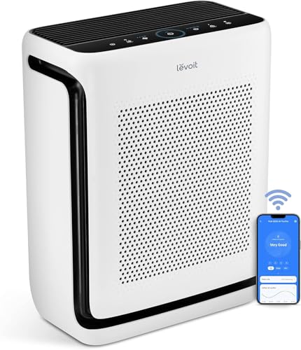 LEVOIT Air Purifiers for Home Large Room Up to 1878 Ft² with Washable Pre-Filter, AHAM VERIFIDE, Air Quality Monitor, HEPA Sleep Mode for Allergies, Pet Hair in Bedroom, Vital 200S-P, White