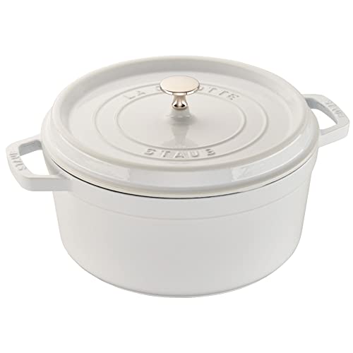 STAUB Cast Iron Dutch Oven 5.5-qt Round Cocotte, Made in France, Serves 5-6, Black Matte